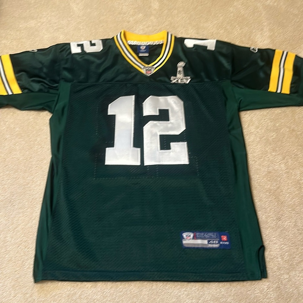 Vintage Super Bowl XLV Reebok GB Packers #12 Rogers Jersey size 48